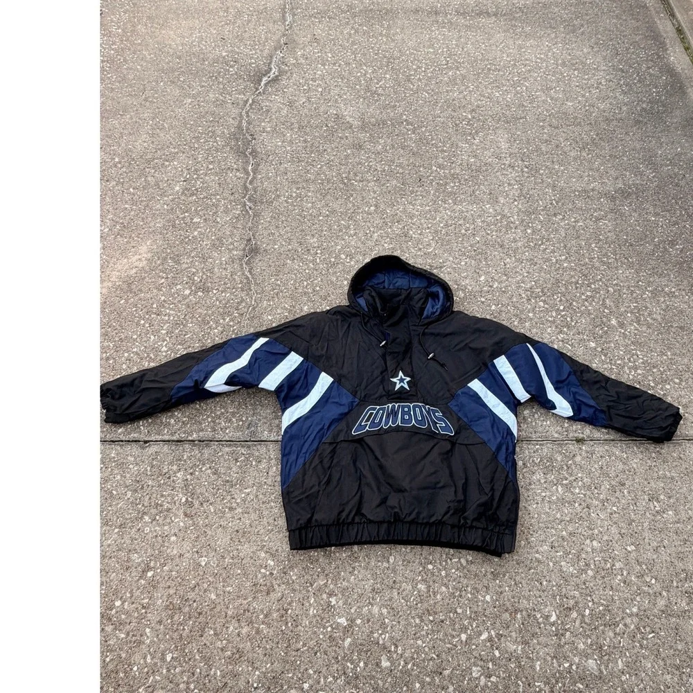 Vintage Starter Dallas Cowboys Pullover Jacket XXL NFL 90s Hooded - Picture 5 of 12